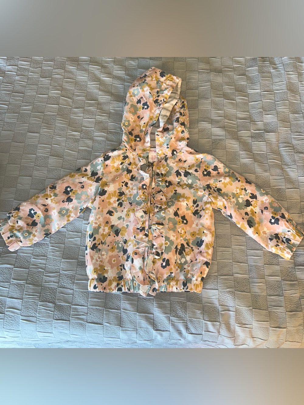 Tommy Bahama Girls' Floral Hooded Raincoat - Pink, Green & Yellow